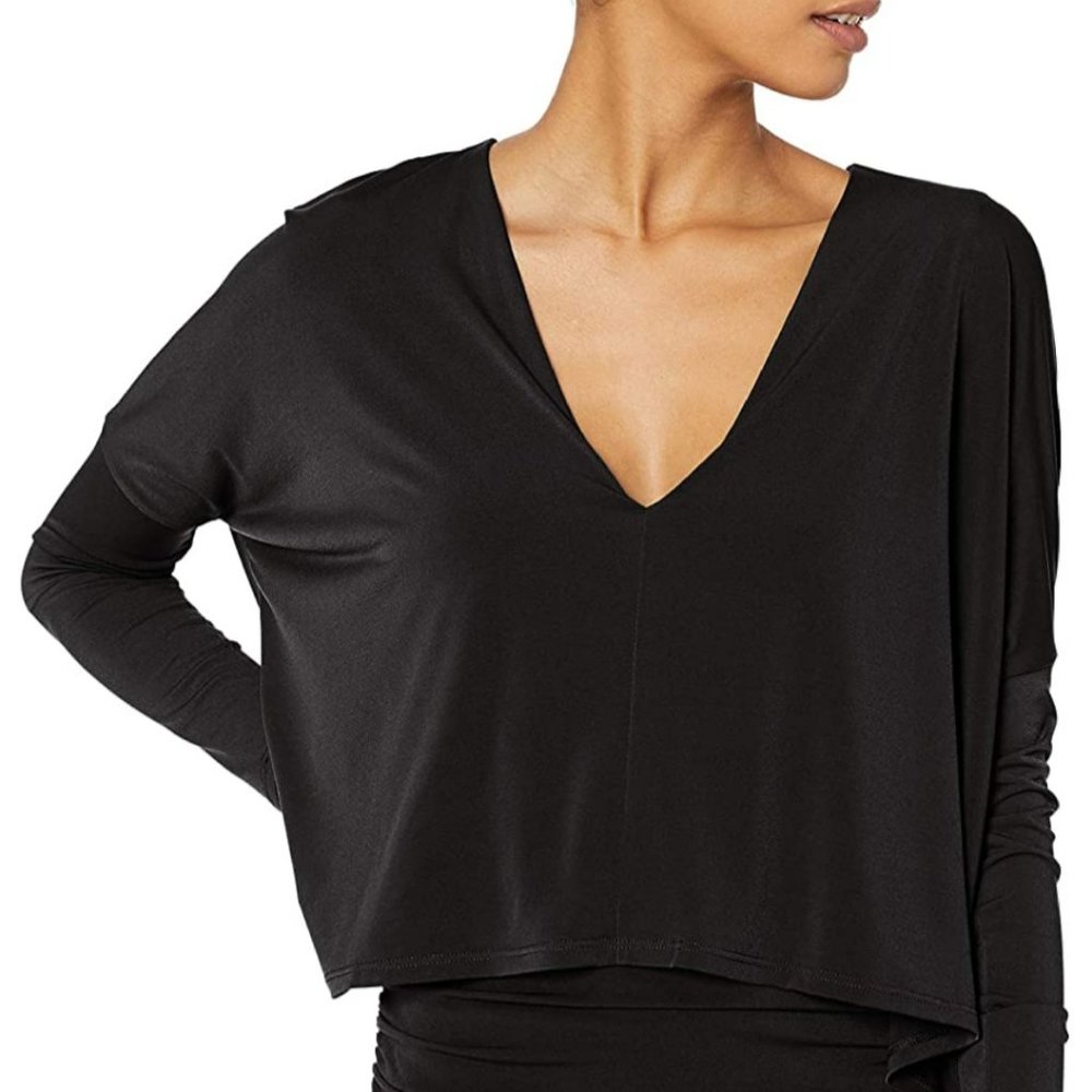 Ruched Long Sleeve Sheath Dress Women's Black Xs